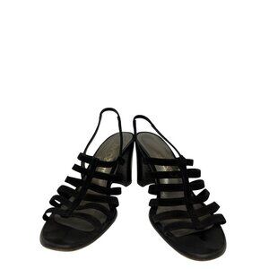 Paco Gil Women's Shoes Slingback Strappy Heel Sandal Black Suede Size 6.5